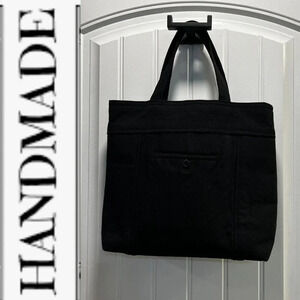 Handmade Handbag‎ made from Mens Black Dress Pants.